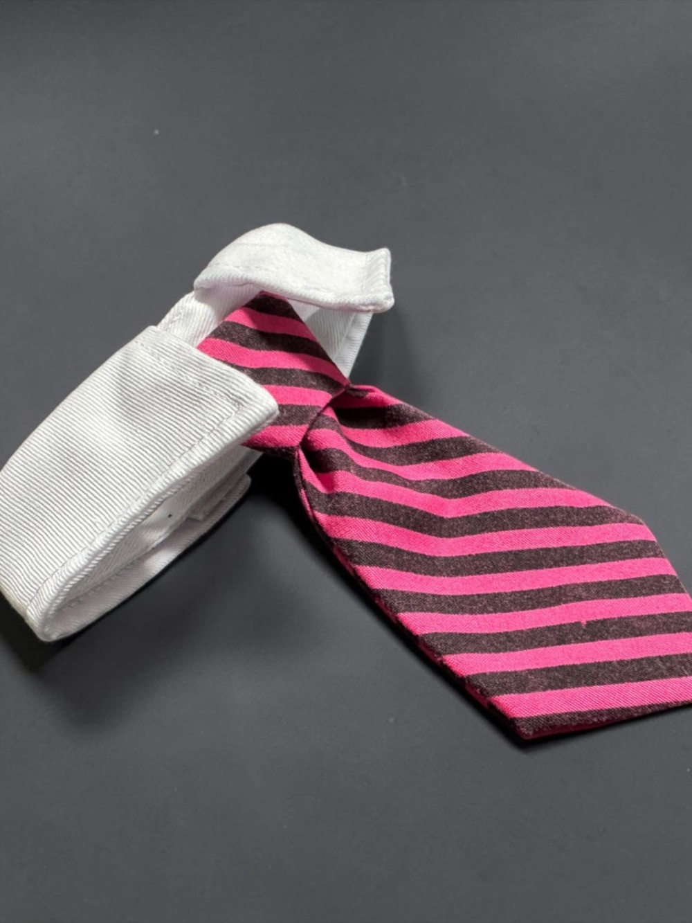 Dog Bow Tie Collar Hot Pink Black Stripe Adjustable Pet Tie NWOT - Picture 3 of 16